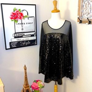 Torrid - Mesh & Sequin Long Sleeve Top - 2X